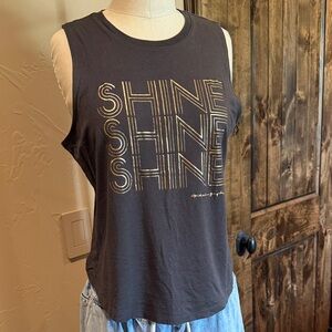 Spiritual Gangster Black Muscle Tee with Gold 'SHINE' Graphic